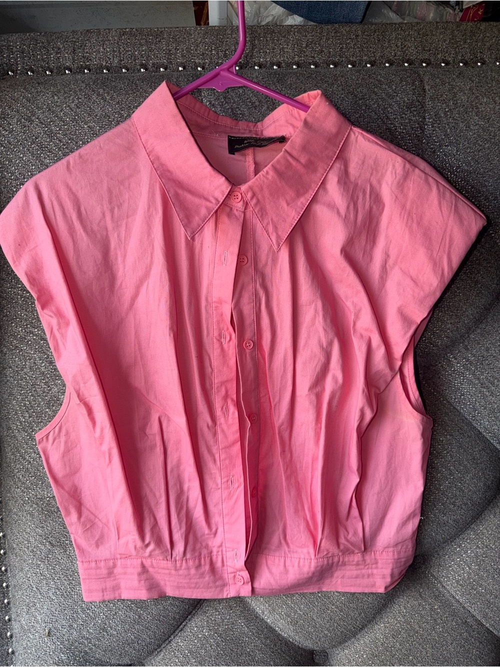 Sleeveless Pink Button-Front Top - Unbranded